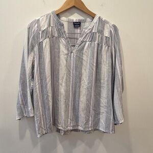 Splendid small linen blend Striped Blouse top shirt pastel lightweight v-neck